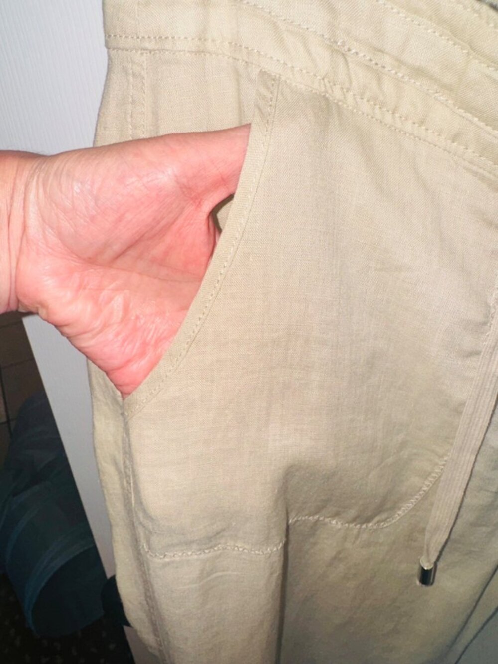 NWT John Mark Wide Leg Linen Crop Pants S Beige Linen Relaxed Fit Sustainable - Picture 9 of 11